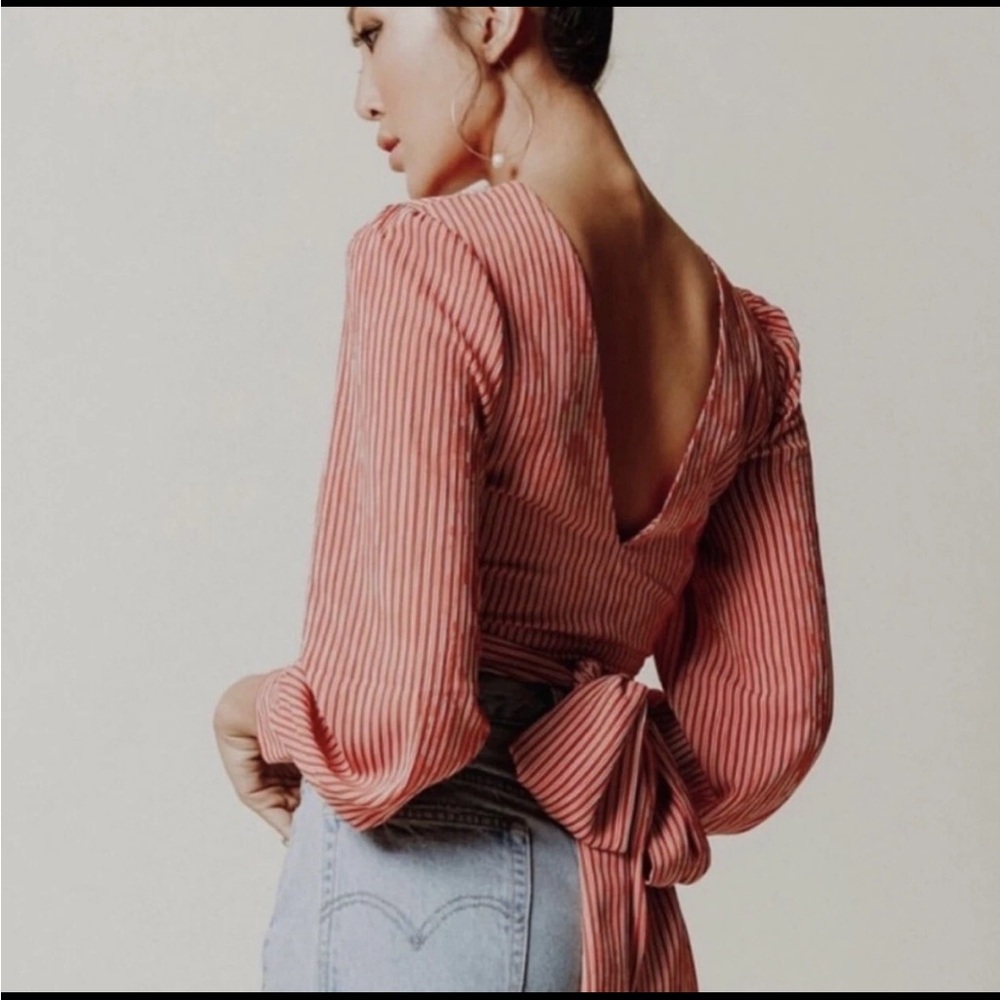 Chriselle X‎ J.O.A Patina Stripe Wrap Top S - Picture 5 of 12